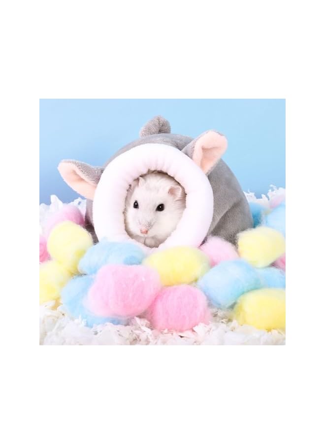 Guinea Pig and Hamster Bed - Mini Cotton Nest, Cute Sleeping Animals Bedding House for Hedgehog/Squirrel/Lizard and Other Small Animals (Grey+Pink) - Image 3